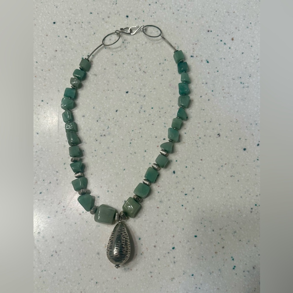 Elegant Silver and Green Necklace